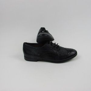 Franco Sarto Oxford Wingtip Leather Black Womens Sz7.5M